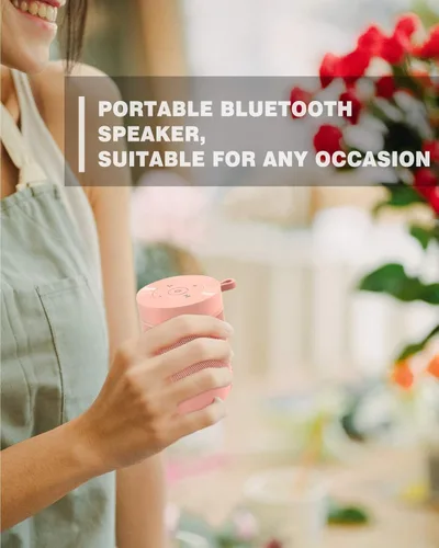 Miniatura 8 de comiso Altavoz Bluetooth portátil, pequeño altavoz de ducha con IPX5 impermeable, sonido fuerte HD 360°, emparejamiento estéreo inalámbrico, mini
