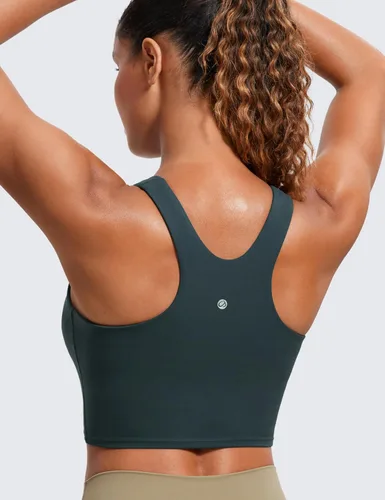 Miniatura 2 de CRZ YOGA Butterluxe - Brasier deportivo de cuello alto y espalda cruzada para mujer, camiseta corta acolchada para entrenamiento con brasier