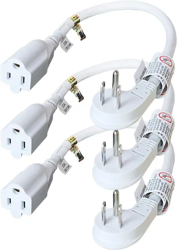 Miniatura 8 de FIRMERST 1875W Cable de extensión de enchufe plano de perfil bajo 1 pie 14AWG 15A Blanco