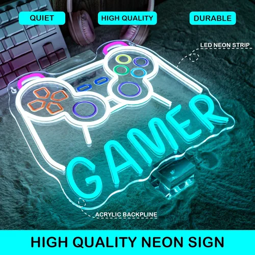 Miniatura 2 de Horseneon Letrero de Neón para Gamers con Luces LED Decoración de Pared para Salas de Juegos Letreros de Neón, Configuraciones de Esports y Cuevas