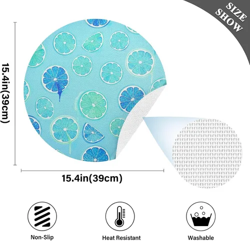 Miniatura 4 de Turquoise Fruit Slices Blue Placemats, Heat Resistant Non Slip Washable Dinner Mat for Kitchen one sizex1