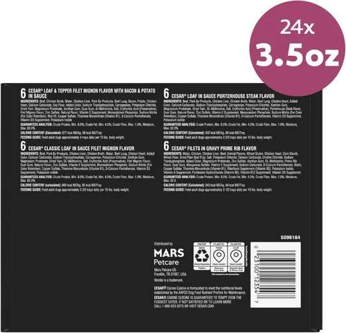 Miniatura 10 de Cesar - Comida húmeda para perros amantes de los filetes, para adultos, comida húmeda para perros con carne real, bandejas de 3.5 onzas fáciles