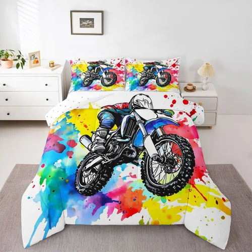 Miniatura 30 de Erosebridal Juego de edredón de camión de bomberos para niños, juego de ropa de cama de panal rojo brillante con diseño de panal de abeja