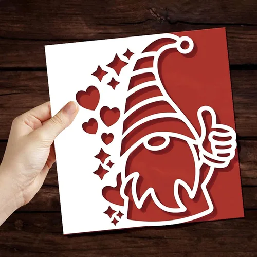 Miniatura 6 de Troqueles de metal con marco de gnomo de corazón, diseño de gnomo de Navidad de Santa en el borde, plantillas cortadas para manualidades, álbumes