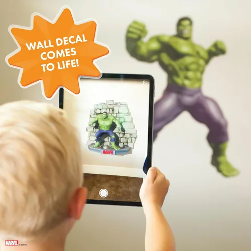 Miniatura 4 de Wall Palz Marvel Incredible Hulk Calcomanías de Pared - 29" Realidad Aumentada Vengadores Hulk Decoración de Pared para Dormitorio Calcomanías