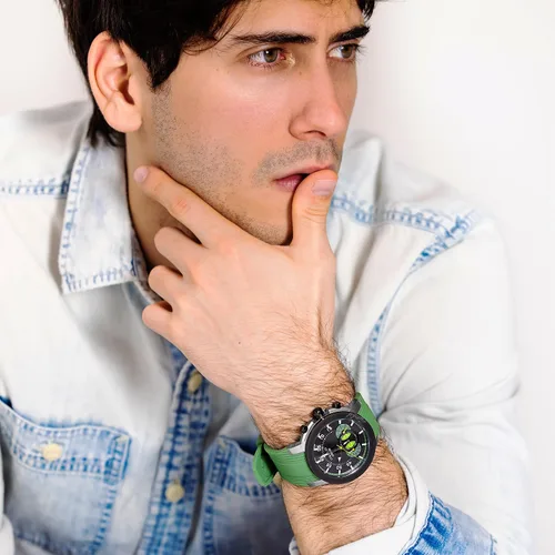 Miniatura 7 de MULCO Relojes para hombre - Creek, caja de acero inoxidable con correa de silicona para la muñeca, movimiento multifuncional de cuarzo, pantalla