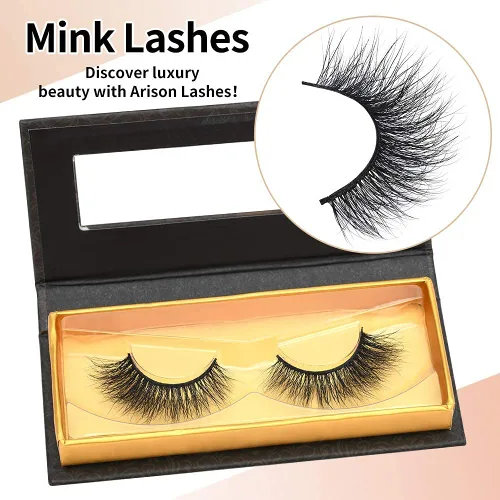 Miniatura 2 de Pestañas de visón Arison, pestañas de visón 3D, pestañas postizas, aspecto natural, largas y suaves y esponjosas, tiras reutilizables hechas a mano