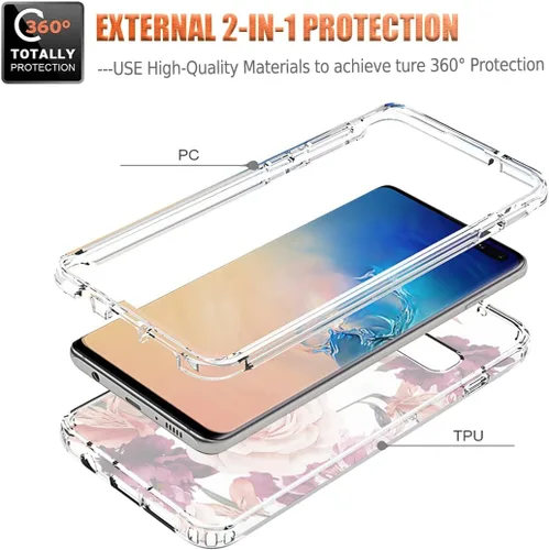 Miniatura 3 de Funda para Samsung Galaxy S10 Plus, diseño de flores moradas, a prueba de golpes, funda protectora de cuerpo completo con protector de pantalla