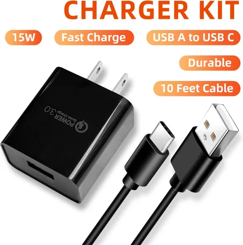 Miniatura 4 de Cable de carga tipo C QC3.0 de 10 pies y 18 W para Samsung Galaxy Tab A9, A9+ Plus, Galaxy Tab S6 Lite, Tab A7 10.4 pulgadas, A7 Lite 8.7 pulgadas