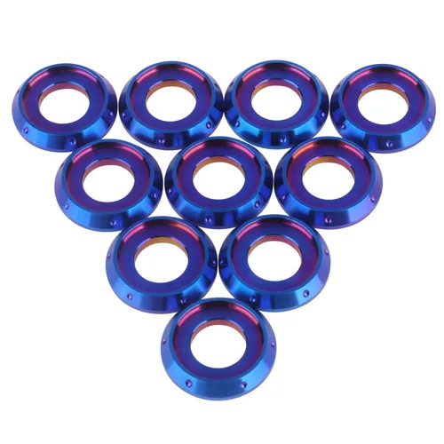 Miniatura 10 de 10Pcs Arandela de brida de titanio M5 M6 M8 M10 para motocicleta y automóvil (Negro, M8)