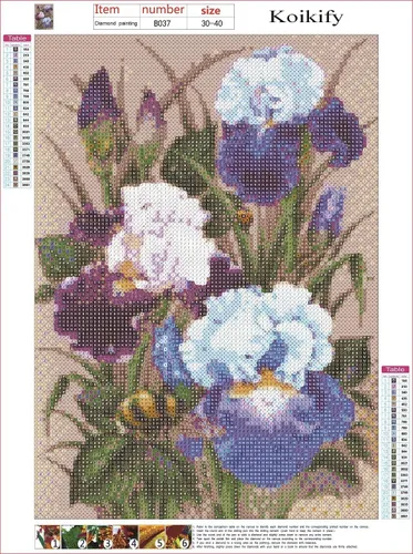 Miniatura 2 de Koikify Kits de pintura de diamantes 5D para adultos, taladro redondo completo, pintura de flores, punto de cruz 5D, arte de resina, cuentas de Flor