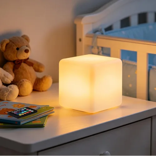 Cubo de luz LED recargable de 6 pulgadas, 16 colores cambiantes Tesseract cubos de luz con control remoto, lámpara de humor LED cósmica regulable,