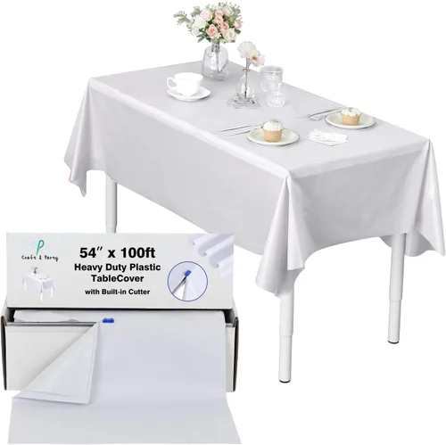 Miniatura 166 de Rollo de plástico para cubierta de mesa color verde manzana, 40 pulgadas x 100 pies, rollo de plástico resistente para cubierta de mesa de banquetes
