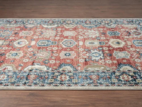 Miniatura 5 de Abani Savoy Collection - Alfombra de área, diseño vintage rojo y crema, 4 x 6 pies, fácil de limpiar, duradera para niños y mascotas, no desprende