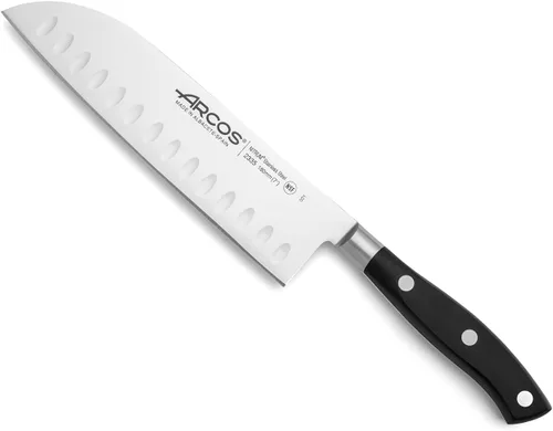 Miniatura 8 de Arcos Cuchillo forjado dentado de acero inoxidable de nitrum de 5 pulgadas y hoja de 5.118 in. Mango ergonómico POM de polioximetileno. Serie Blanco