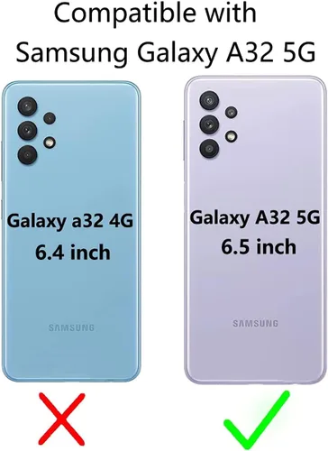 Miniatura 2 de Funda de teléfono para Samsung Galaxy A32 5G de 6.5 pulgadas con protector de pantalla de vidrio templado, tarjetero/tarjetero/cartera, soporte