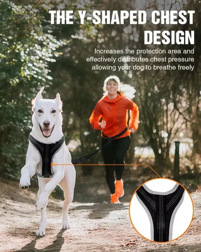 Miniatura 5 de Juego de arnés para correr para perros con cinturón y correa de absorción de golpes Hands-Free Control, Easy to Put On Design for Medium to Large