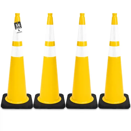 Miniatura 22 de BESEA Paquete de 4 conos de tráfico azules de 12 pulgadas con collar reflectante de 4 pulgadas, conos de seguridad de PVC resistentes con base