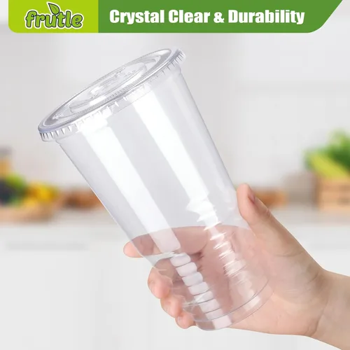 Miniatura 6 de Vasos de plástico de 32 onzas con tapas y pajitas, vasos desechables para café helado, bebidas frías, batidos, té de burbujas, batidos y bebidas