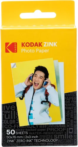 KODAK Papel fotográfico ZINK de alta calidad 2 x 3 (50 hojas), compatible con Kodak Step, Step Slim, Printomatic, Printomatic+, Smile+, Step Touch