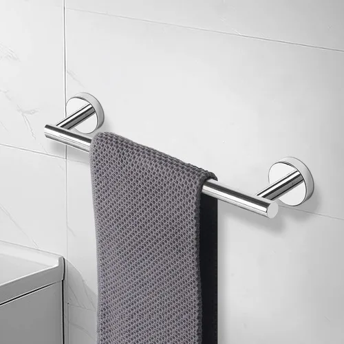 Miniatura 9 de NearMoon - Barra para toallas de baño, toallero de acero inoxidable grueso para ducha montado en la pared para baño, longitud total de 16 pulgadas