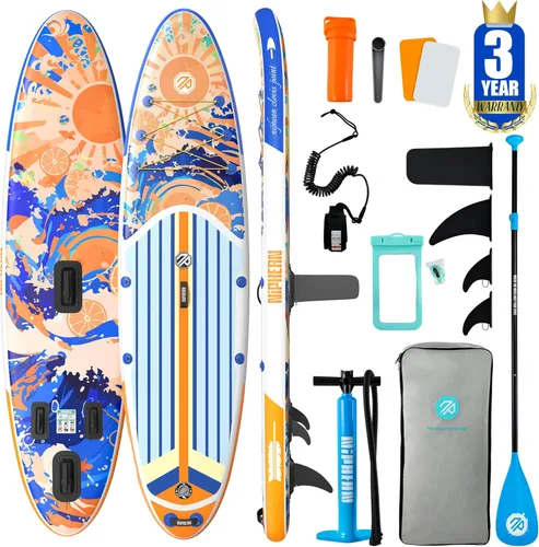 Miniatura 14 de Niphean Tabla de remo inflable con accesorios de SUP, cubierta de EVA antideslizante, tablas de remo inflables de 10 pies 6 pulgadas para adultos