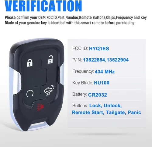 Miniatura 2 de Keymall Reemplazo de llavero remoto de entrada sin llave para GMC Acadia 2021 2022 2023 /para GMC Terrain 2021 2022 2023 2024/para Chevy Chevrolet