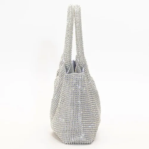 Miniatura 9 de Bolsos de noche con diamantes de imitación para mujer, bolso de mano brillante con purpurina y asa superior de cristal para fiesta y boda