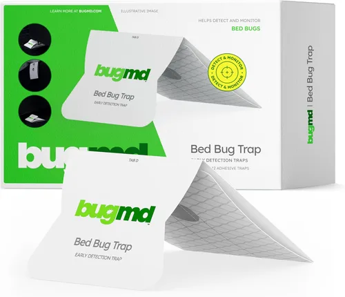 BugMD Trampa para Chinches de Cama (1 Paquete, 12 Trampas) - Interceptores, Prevención de Chinches de Cama, Trampas de Pegamento Pegajoso, Trampa