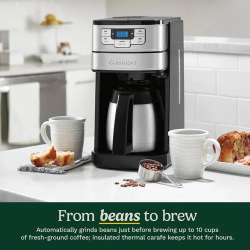 Miniatura 3 de Cafetera automática de molienda y preparación Cuisinart de 10 tazas con molinillo de cuchillas, máquina de café programable con jarra de vidrio