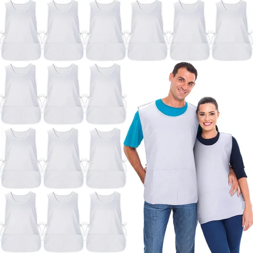 Miniatura 20 de Suhine delantal de zapatero con 2 bolsillos profundos y lazos laterales delantal unisex para trabajo en la cocina
