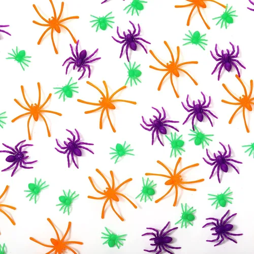 Civaner 120 arañas de plástico para Halloween, 3 tamaños, pequeñas arañas realistas pequeñas, accesorios de broma de terror para decoración del