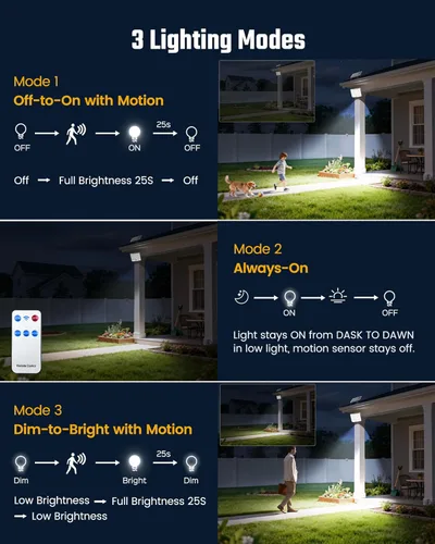Miniatura 4 de Luces Solares para Exteriores Brillantes, Luz Solar de Anochecer a Amanecer con Batería de 3000mAh, IP65 Impermeable Control Remoto Luz