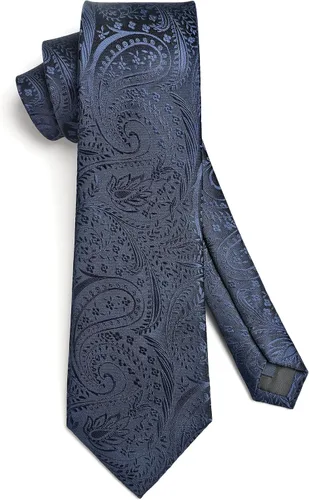 Miniatura 28 de HISDERN Corbatas para hombre, corbata de cachemira y bolsillo cuadrado tejido clásico floral para hombre, corbata de fiesta de boda