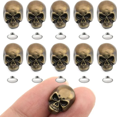 CRAFTMEMORE SK02 - Remaches de calavera de metal con remaches rápidos decorativos para pulseras, bolsas, cinturones, zapatos, artesanía en cuero,