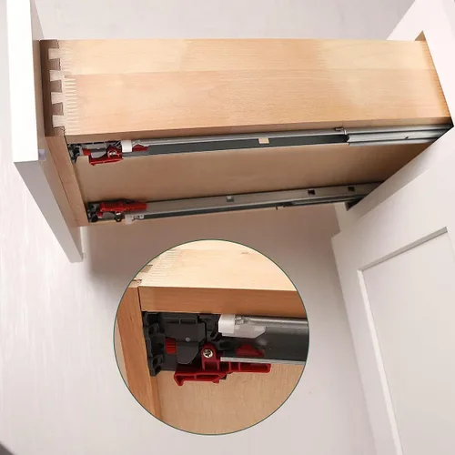 Miniatura 5 de Gobrico Diapositivas de cajón de cierre suave montadas debajo de 21 pulgadas, 5 pares de extensiones completas ocultas para cajones 533 deslizadores