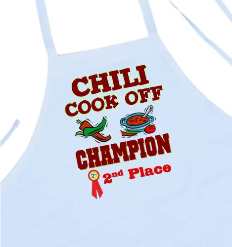 Miniatura 2 de Delantales con peto blanco Second Place Chili Cook Off Champion, Blanco