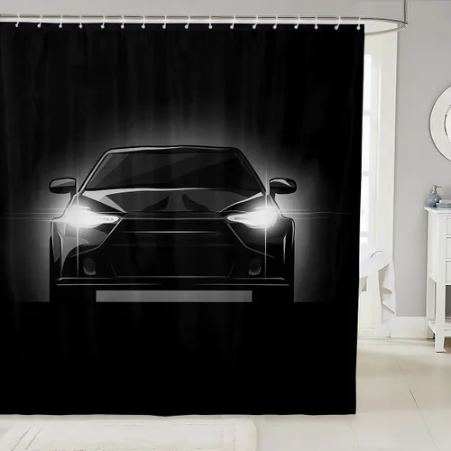 Cortina de ducha de coche de carreras para niños, cortina de baño para niños y adolescentes, juegos de deportes extremos, cortina de ducha de coche