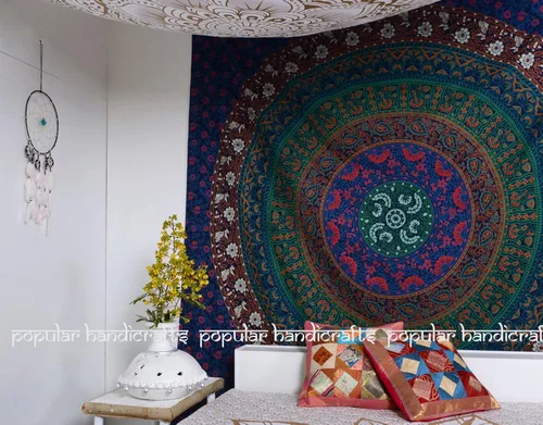 Miniatura 2 de Popular Handicrafts Tapiz redondo para colgar en la pared, diseño de mandala hippie, bohemio, hippie, intrincado, indio, mantel de 70 pulgadas