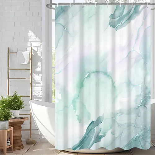 Miniatura 80 de Cortina de ducha abstracta de mármol negro gris y dorado con grietas, cortina de baño moderna ombre impresa, cortina impermeable y lavable de tela