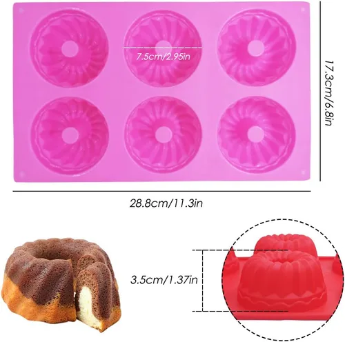 Miniatura 7 de findTop - 3 paquetes de moldes de silicona para tartas, mini molde para hornear pasteles para magdalenas, pasteles de café, cupcakes, brownie