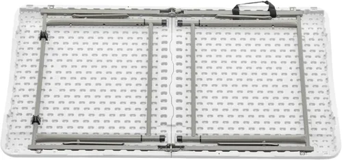 Miniatura 8 de BTEXPERT Mesa plegable de plástico plegable de 4 pies, ligera, altura ajustable, asa de transporte portátil para interiores y exteriores, para Blanco
