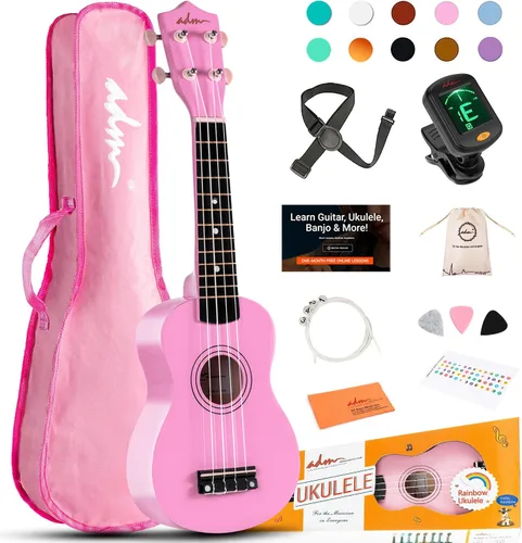 Miniatura 14 de ADM Ukelele para principiantes, kit de madera hawaiana para niños, adultos y estudiantes, pack profesional de ukalele con lecciones gratuitas, bolsa