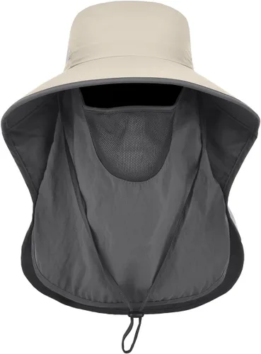 Miniatura 8 de LCZTN - Sombrero de protección solar de ala ancha, sombrero de pesca con solapa para cara y cuello, protección UPF 50+
