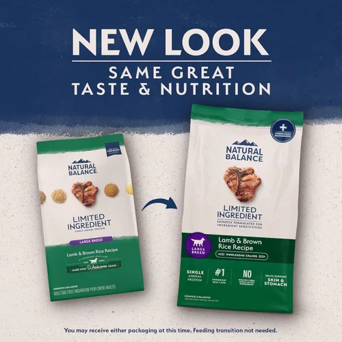 Miniatura 2 de Natural Balance Alimento Seco para Perros Adultos de Raza Grande con Ingredientes Limitados con Granos Saludables, Receta de Cordero y Arroz