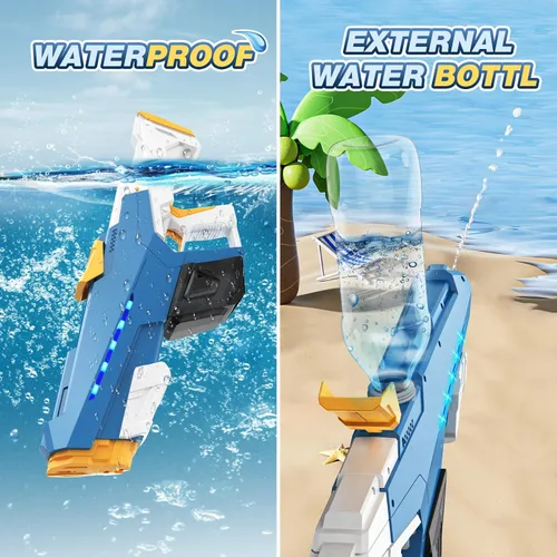 Miniatura 7 de Pistola de agua eléctrica Skirfy para niños y adultos, juguetes de agua automáticos de succión de agua al aire libre, pistolas de agua con alcance