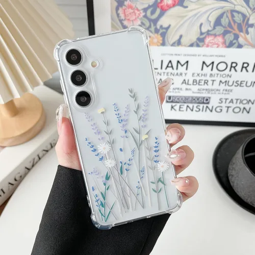 Miniatura 16 de ZTOFERA Funda transparente para Samsung Galaxy S24 con bonito patrón de flores para mujeres y niñas, funda protectora a prueba de golpes, delgada
