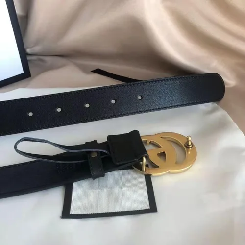 Miniatura 2 de LYAART Fashion Belt for Women or Men Gold Buckle Black Belt for Jeans Pants Dress 2.8CM (1.1in) Wideth