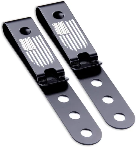 Miniatura 38 de HolsterSmith - Clip universal de metal para cinturón para hacer fundas, modelo 5, (3 agujeros), color negro táctico