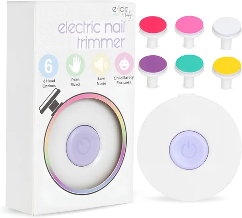 Elan Baby Cortadora de uñas eléctrica, lima de uñas para bebé, lima de uñas segura y fácil para recién nacidos, bebés y niños pequeños, 6 cabezales